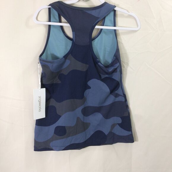 NEW Yogaworks Tank Top Blue Camo Racerback Size Large NWT Activewear - Picture 3 of 4
